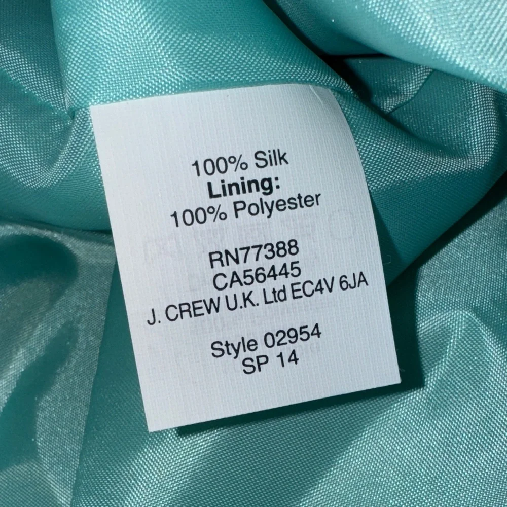 J. Crew Hope Dress Silk Dupioni Aqua 4 NWT Sleeveless Wedding Party $228 - Picture 8 of 8